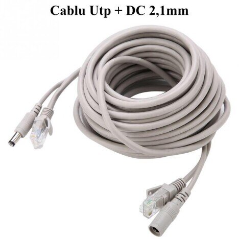 Set 4 cabluri  camere supraveghere UTP + alimentare DC 2,1MM / 20M